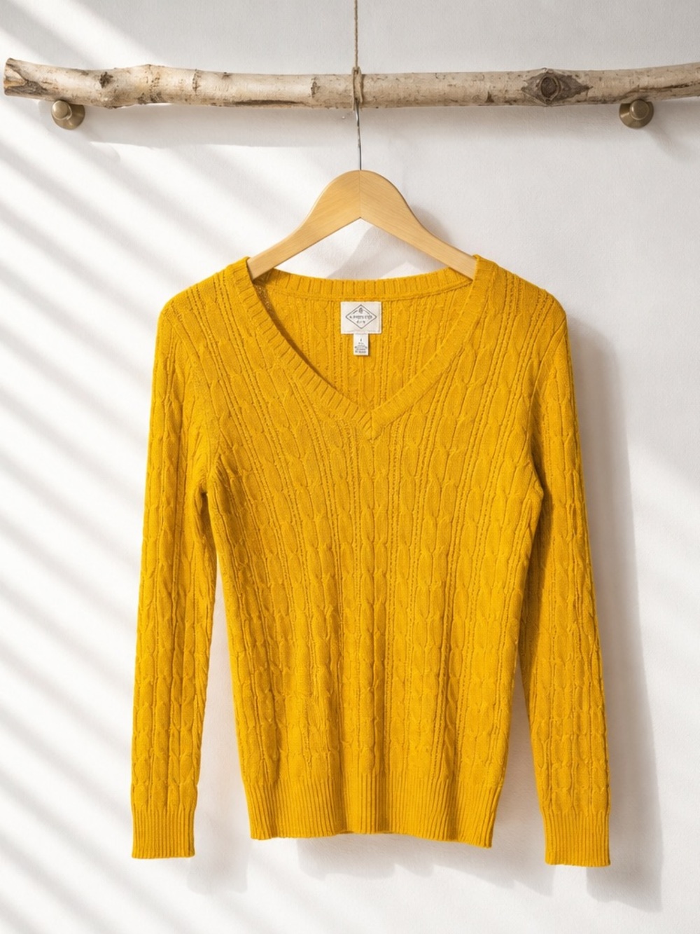 St. John's Bay Womens Crew Neck Long Sleeve Cable Knit Pullover Sweater
